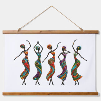 Tapiz Con Marco De Madera Colgante de pared de baile boho inspirado en Áfric