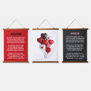 Tapiz Con Marco De Madera Colgantes de pared personalizados para trío "Poesí