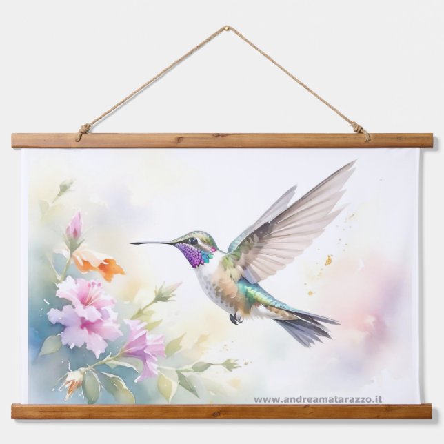 Tapiz Con Marco De Madera Colibrí (Anverso )