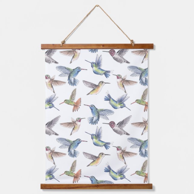 Tapiz Con Marco De Madera Colibríes (Anverso)