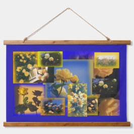 Tapiz Con Marco De Madera Collage de flor amarilla vintage