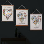 Tapiz Con Marco De Madera Collage de fotos 87 con forma de corazón<br><div class="desc">Exhibición de fotos de personalizados en grandes paredes colgadas, más personalizadas con sus nombres familiares y textos personalizados, como "juntos formamos una familia". La plantilla de fotos muestra las imágenes en un collage de fotos en forma de corazón que contiene 29 imágenes cada una, por un total de 87. Sus...</div>