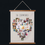 Tapiz Con Marco De Madera Collage de fotos con forma de corazón de nombre fa<br><div class="desc">Pantalla de fotos personalizado en una gran pared colgada, personalizada con el nombre de su familia. La plantilla de fotos muestra las imágenes en un collage de fotos en forma de corazón que contiene 29 imágenes. Sus fotos se muestran en una combinación de formatos cuadrados, paisajísticos y retratos y, si...</div>