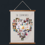 Tapiz Con Marco De Madera Collage de fotos con forma de corazón de nombre fa<br><div class="desc">Pantalla de fotos personalizado en una gran pared colgada, personalizada con el nombre de su familia. La plantilla de fotos muestra las imágenes en un collage de fotos en forma de corazón que contiene 29 imágenes. Sus fotos se muestran en una combinación de formatos cuadrados, paisajísticos y retratos y, si...</div>