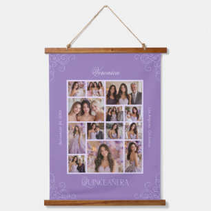 Tapiz Con Marco De Madera Collage de fotos Lavender Keepsake Quinceanera