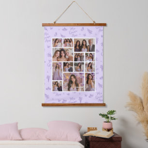 Tapiz Con Marco De Madera Collage de fotos Lavender Keepsake Quinceanera