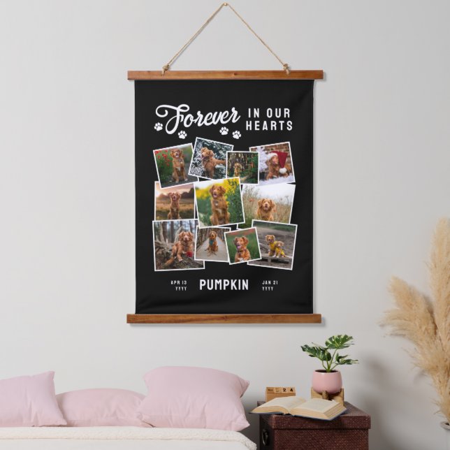 Tapiz Con Marco De Madera Collage de fotos Para Siempre En Nuestro Memorial  (Dormitorio)