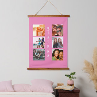 Tapiz Con Marco De Madera Collage de fotos Personalizado de las Hermanas Mod