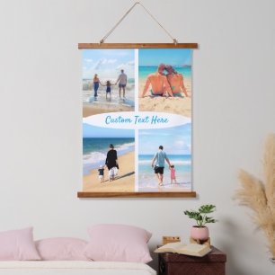Tapiz Con Marco De Madera Collage de fotos personalizado Envía tus fotos fav
