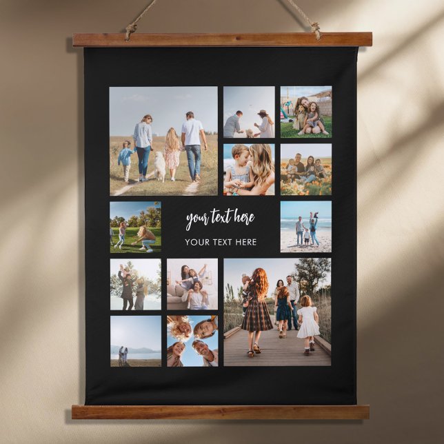 Tapiz Con Marco De Madera Collage de fotos personalizado moderno (Subido por el creador)