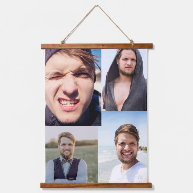 Tapiz Con Marco De Madera Collage de fotos Pon tu cara en una (Anverso)