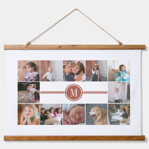 Tapiz Con Marco De Madera Collage fotográfico de 12 fotos monograma de terra