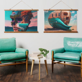 Tapiz Con Marco De Madera Colored skull head