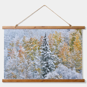 Tapiz Con Marco De Madera Colores de otoño de Aspens y nieve Keebler Pass