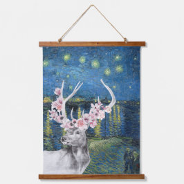 Tapiz Con Marco De Madera Compilación de estrellas de flores y noche Van Gog