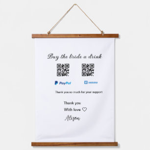 Tapiz Con Marco De Madera Compra a la novia una donación de bebidas QR Venmo