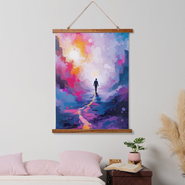 Tapiz Con Marco De Madera Confianza en DIOS - Diseño acuarela 2025 (Dormitorio)