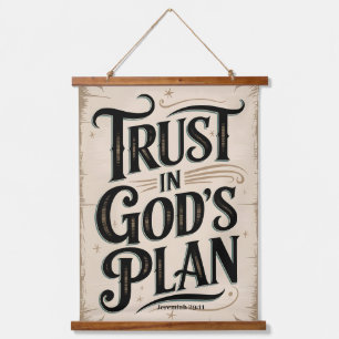 Tapiz Con Marco De Madera Confianza en el plan de Dios para vintage pared cr