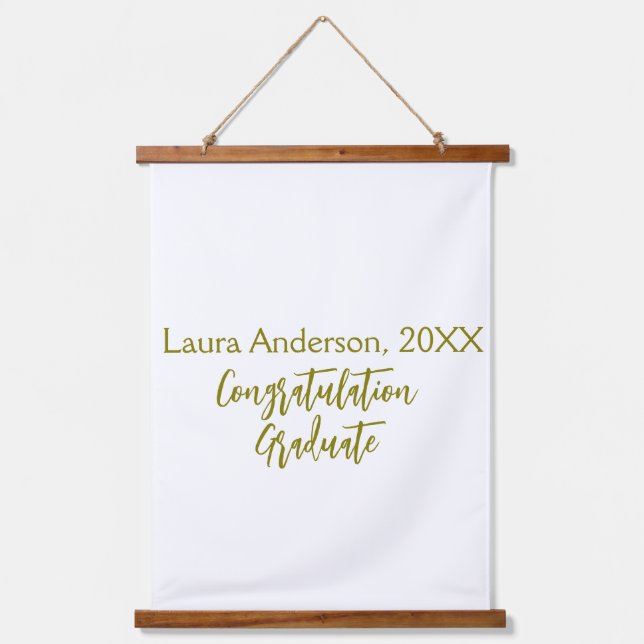 Tapiz Con Marco De Madera Congratulations graduate golden name class 20XX si (Anverso)