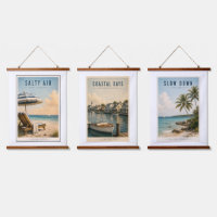 Conjunto de 3 Arte de Pared Costero Vintage