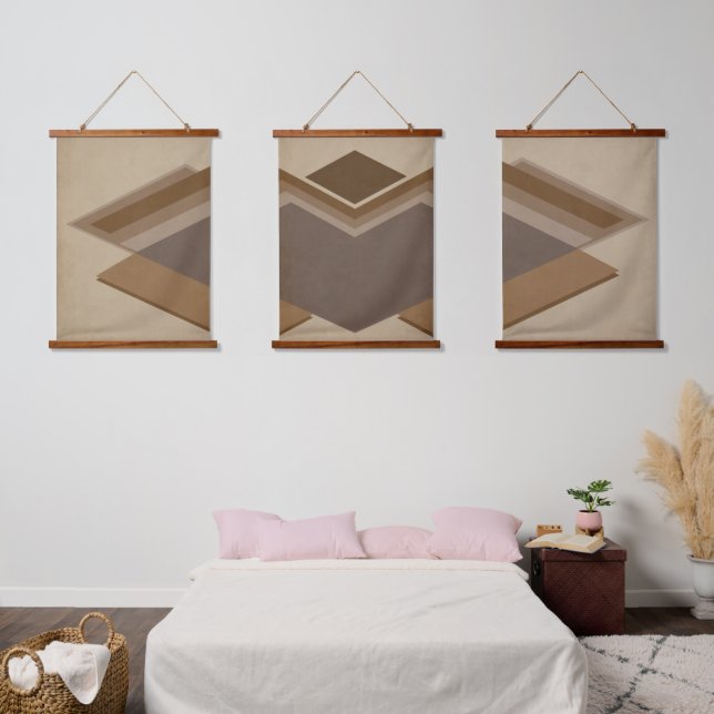 Tapiz Con Marco De Madera Conjunto de Arte Abstracto de Madera Moderno (Dormitorio)