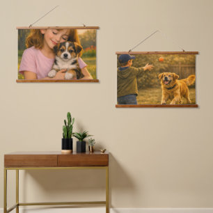 Tapiz Con Marco De Madera Conjunto de Arte para Pared de Tapiz Horizontal de