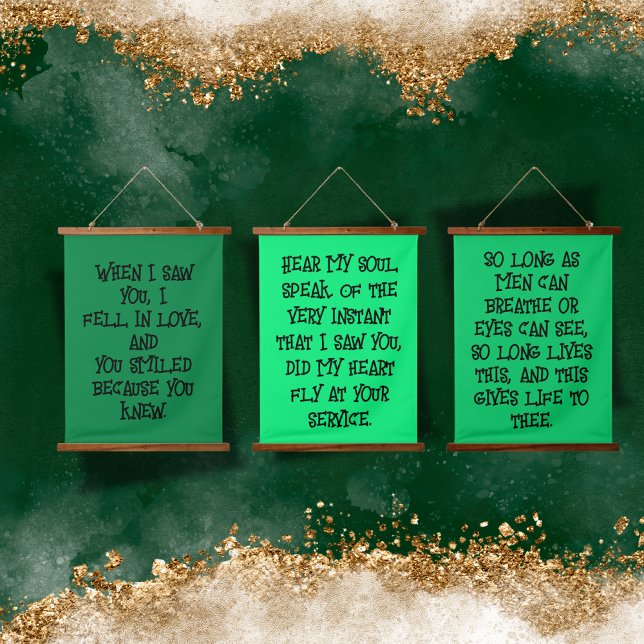 Tapiz Con Marco De Madera Conjunto de Shakespeare de tres amor - Verde | (Subido por el creador)