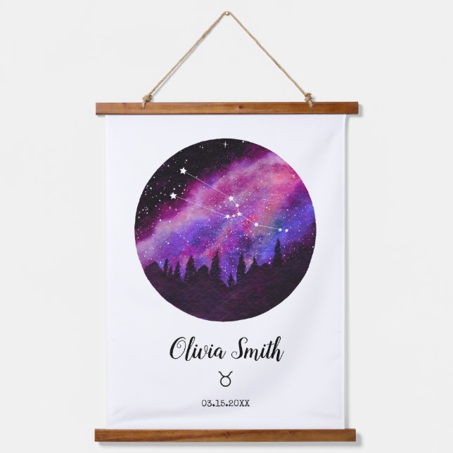 Tapiz Con Marco De Madera Constelación rosa Regalo de Rótulo Taurus Horoscop (Anverso)