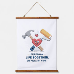 Tapiz Con Marco De Madera Construyendo una vida juntos Hogar de pareja lin