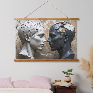 Tapiz Con Marco De Madera Contrasting Plaster and Obsidian Busts