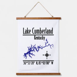 Tapiz Con Marco De Madera Coordenadas de la costa del lago Cumberland Kentuc
