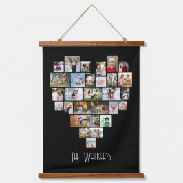 Tapiz Con Marco De Madera Corazón en forma 29 Collage de fotos Nombre de fam