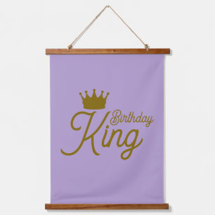 Tapiz Con Marco De Madera Corona de cumpleaños del rey - Banner de cumpleaño