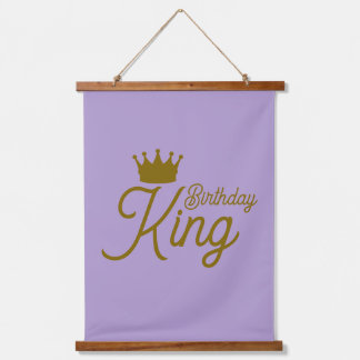 Tapiz Con Marco De Madera Corona de cumpleaños del rey - Banner de cumpleaño