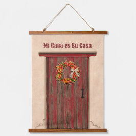Tapiz Con Marco De Madera Corona del suroeste de Chile en puerta de madera r