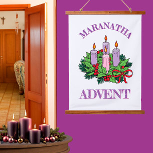 Tapiz Con Marco De Madera Corona genérica de Adviento MARANATHA