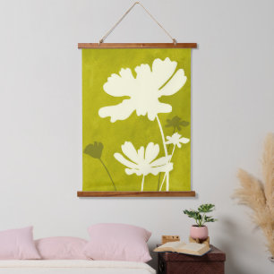 Tapiz Con Marco De Madera Cosmos Floral Silhouette Lime Green Summer Home