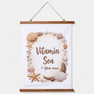 Tapiz Con Marco De Madera Cota personalizada “Vitamin Sea” con nombre