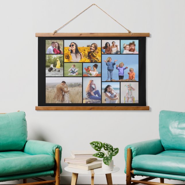 Tapiz Con Marco De Madera Crear su propio Collage de fotos de 12 (Sala de estar)