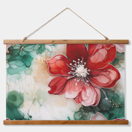 Tapiz Con Marco De Madera Crimson Yuletide Blooms Botánico