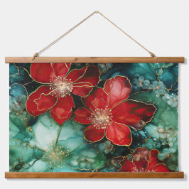 Tapiz Con Marco De Madera Crimson Yuletide Blooms Botánico