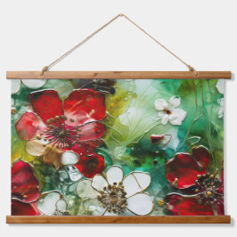 Tapiz Con Marco De Madera Crimson Yuletide Blooms Botánico