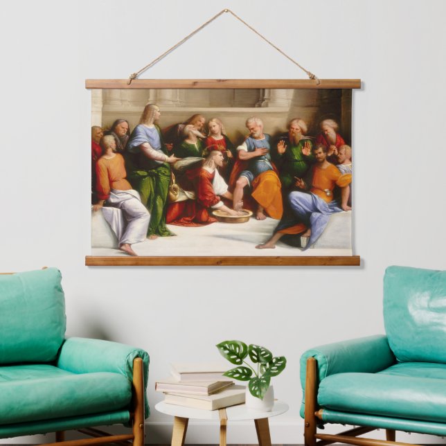 Tapiz Con Marco De Madera Cristo lavando los pies de los discípulos, Garofal (Sala de estar)
