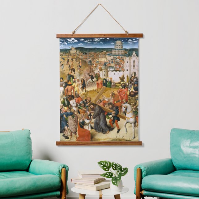 Tapiz Con Marco De Madera Cristo portador de la pintura de aceite fino de co (Sala de estar)