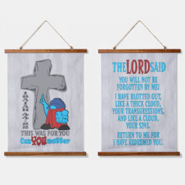 Tapiz Con Marco De Madera Cruz de Piedra Porque Importa Isaiah 44:22