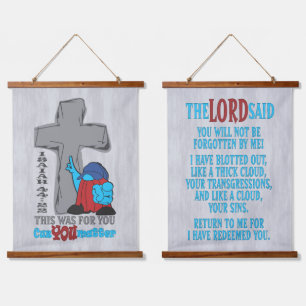 Tapiz Con Marco De Madera Cruz de Piedra Porque Importa Isaiah 44:22