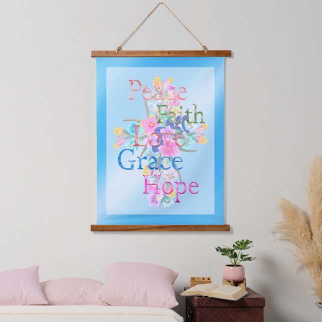 Tapiz Con Marco De Madera Cruz floral (Dormitorio)