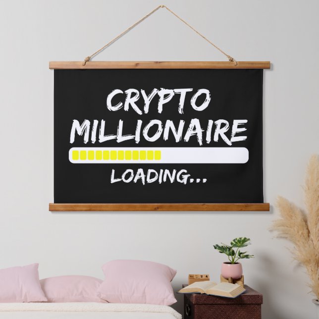 Tapiz Con Marco De Madera Crypto Millionaire Cargando Bitcoin (Dormitorio)
