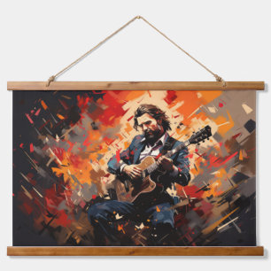 Tapiz Con Marco De Madera Cuadros musicales de guitarrista resumen decoració