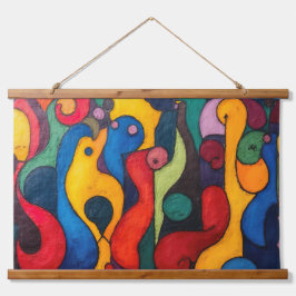 Tapiz Con Marco De Madera Cubo de colores 2 Cubismo colorido